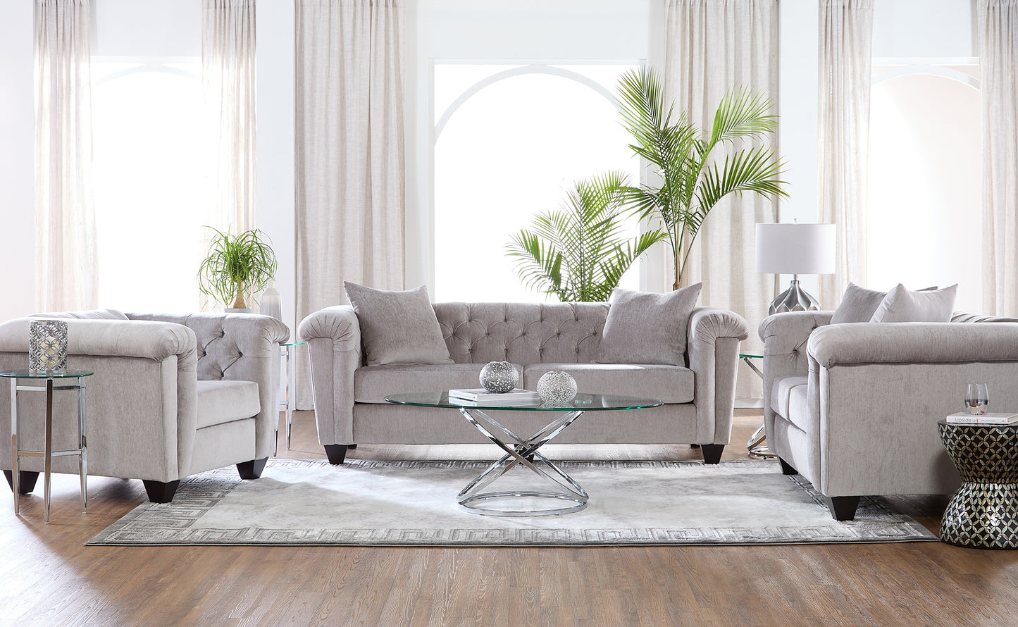 Lush Silver Sofa and Loveseat