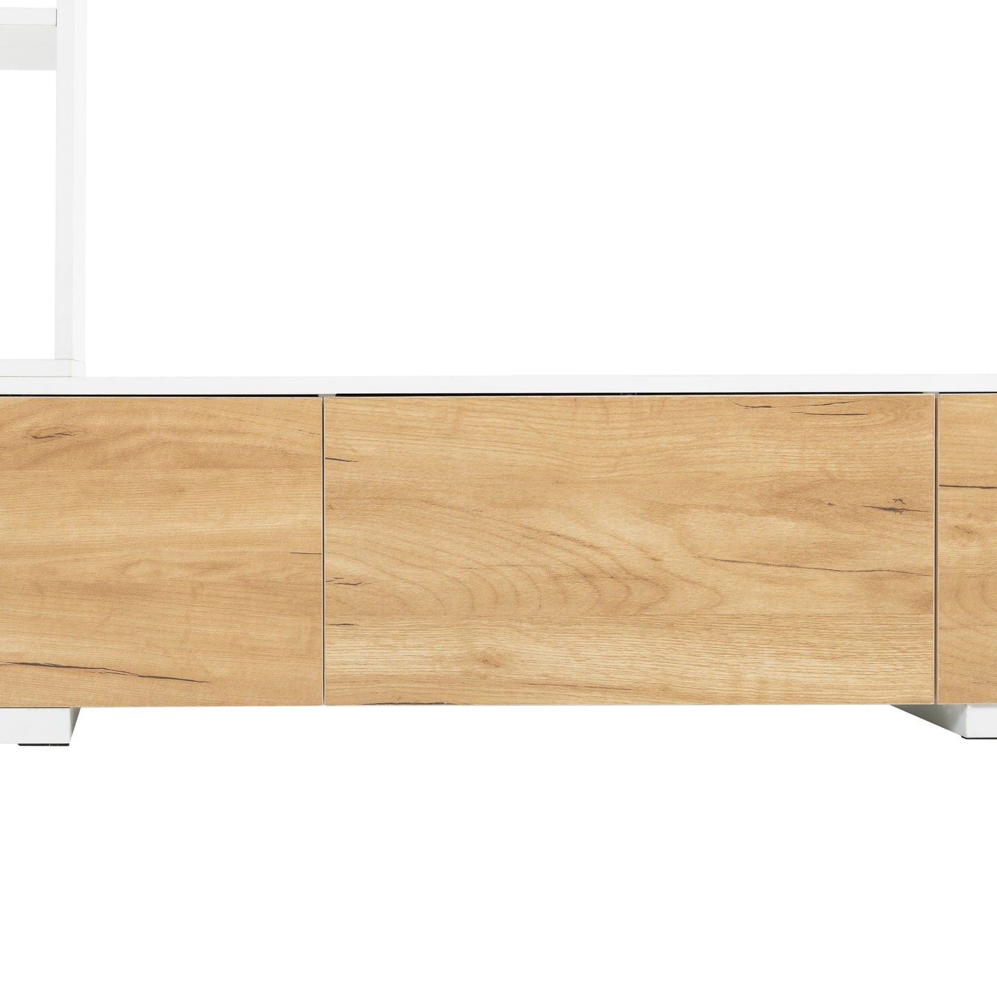 ON-TREND 74.8''-126'' Extendable TV Stand with 3 Tier Bookshelves for TVs up to 110'', Adjustable Entertainment Center with Storage Cabinets, Sliding Tabletop Media Console for Living Room, White