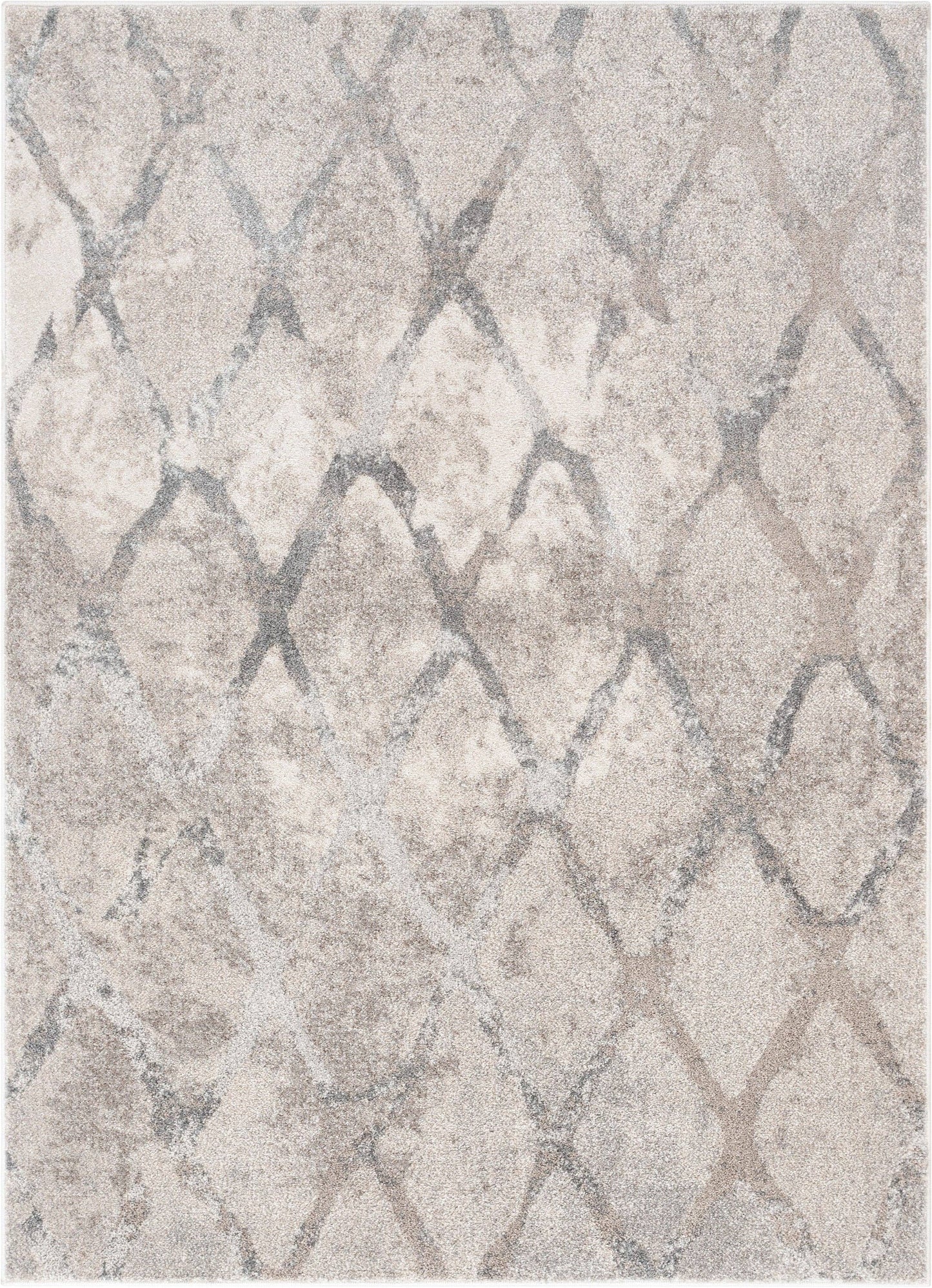 Cecil Moroccan Lattice Trellis Ivory Vintage Rug: 5'3" x 7'3"