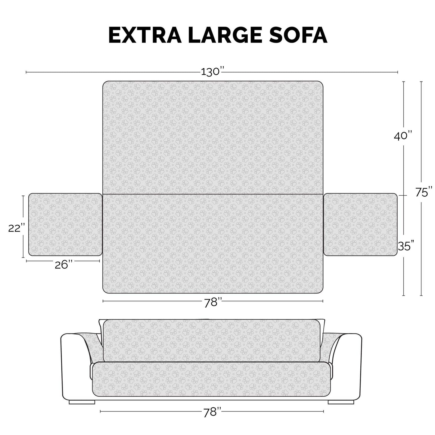 Non-Skid Back Waterproof Furniture Protector: Sofa / Gray