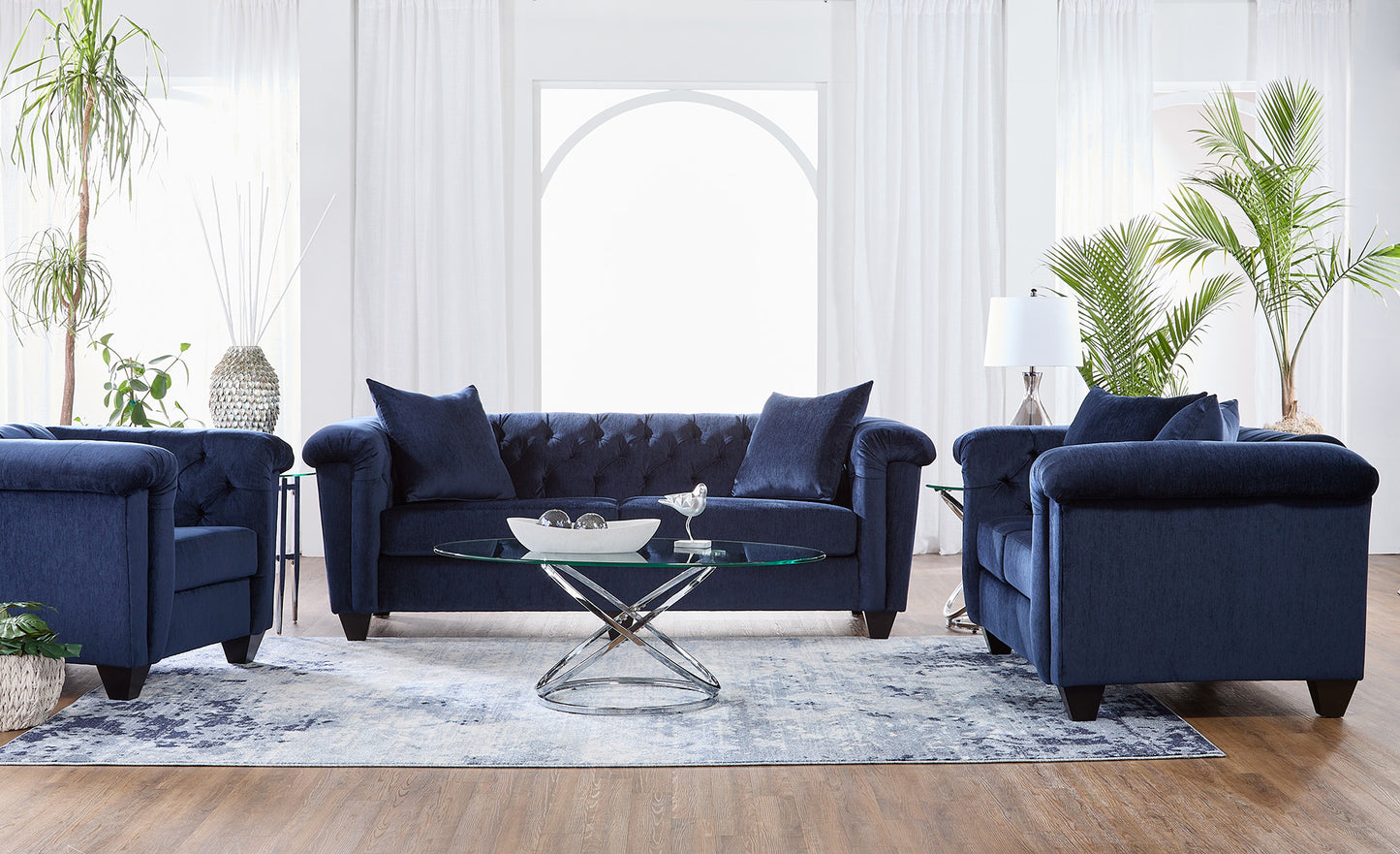 Lush Navy Sofa and Loveseat