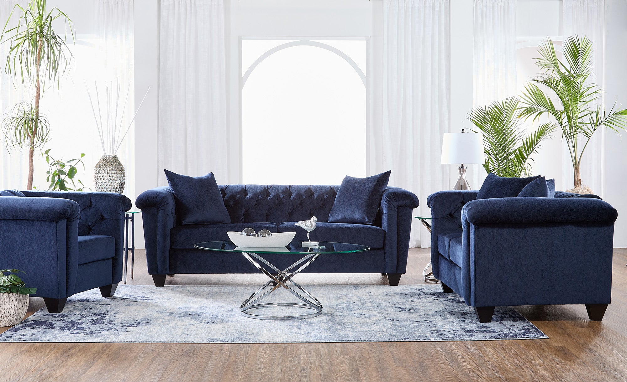 Lush Navy Sofa and Loveseat