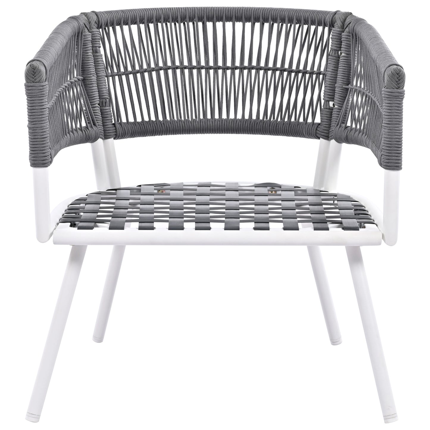 K&K 4-Piece Boho Rope Patio Furniture Set, Outdoor Furniture with Acacia Wood Table, Patio Conversation Set with Deep Seating & Thick Cushion for Backyard Porch Balcony, Grey