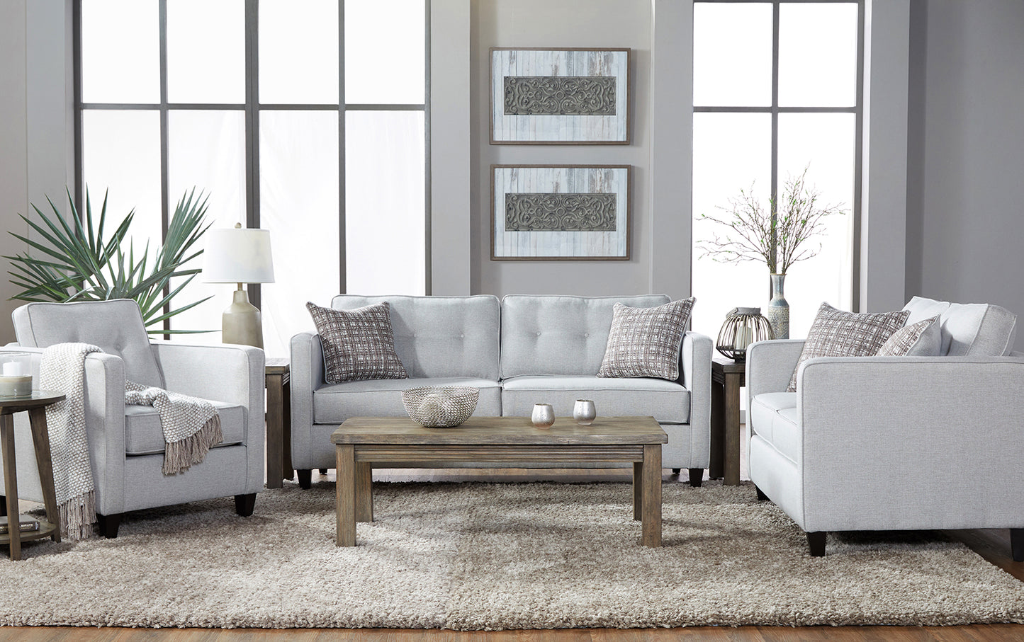 Cambric Performance Velvet Ivory Sofa and Loveseat