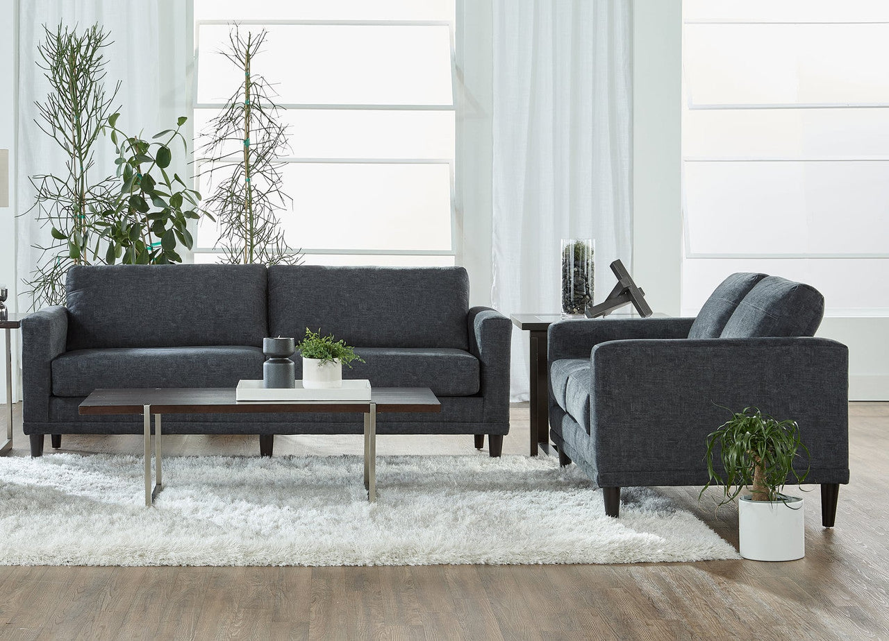 Space Saving Jocular Graphite Sofa and Loveseat