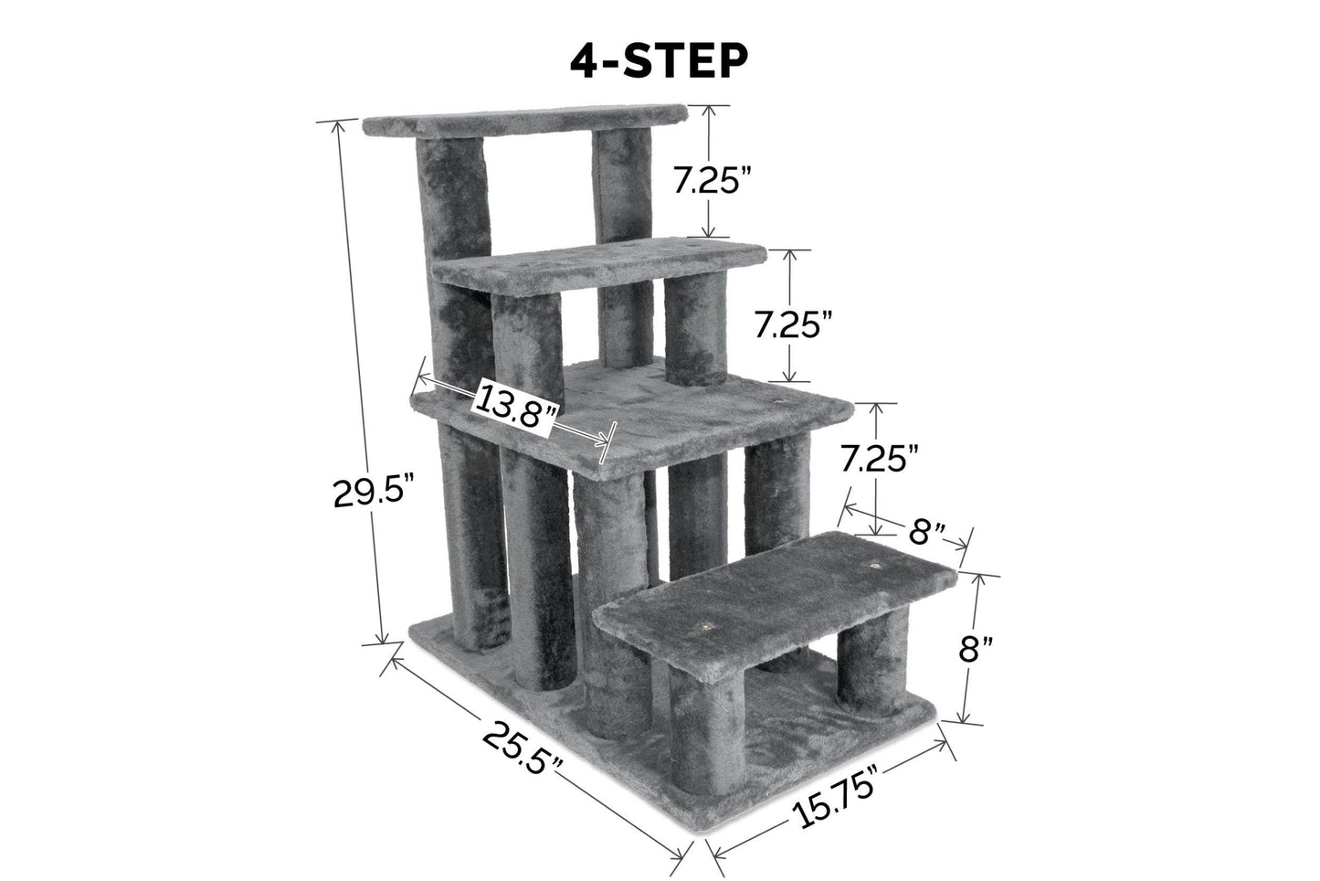 Steady Paws 3-Step and 4-Step Pet Stairs: 4-Step / Gray