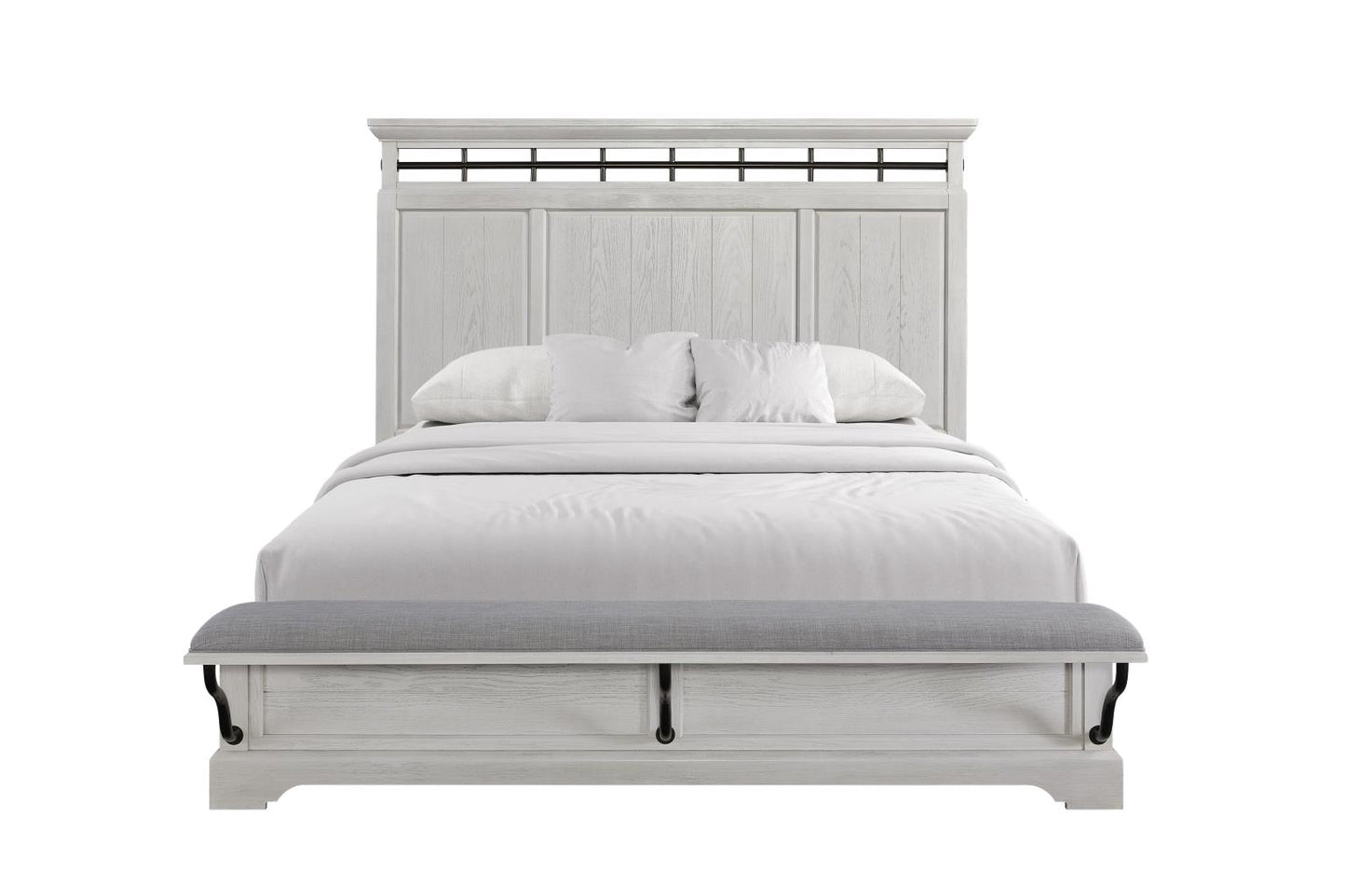 Farmhouse Bellamy Lane Whitewash Queen Size Bedroom Set