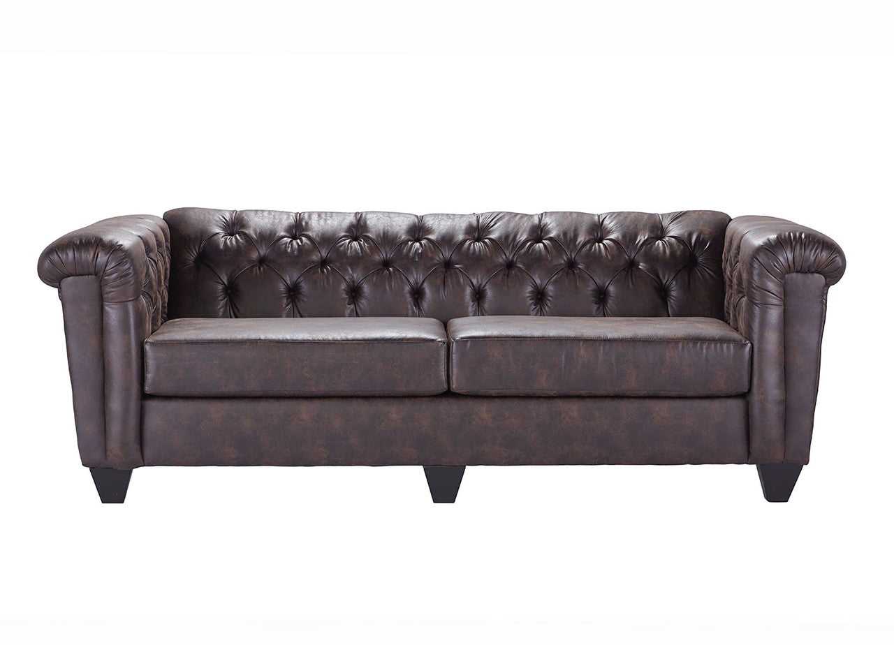 Chesterfield Ridgeline Brownie Sofa and Loveseat