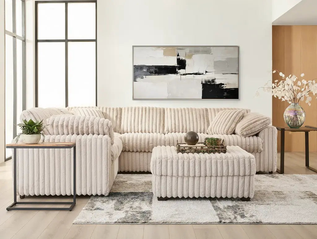 Super Soft Teddy Bear Champagne Sectional