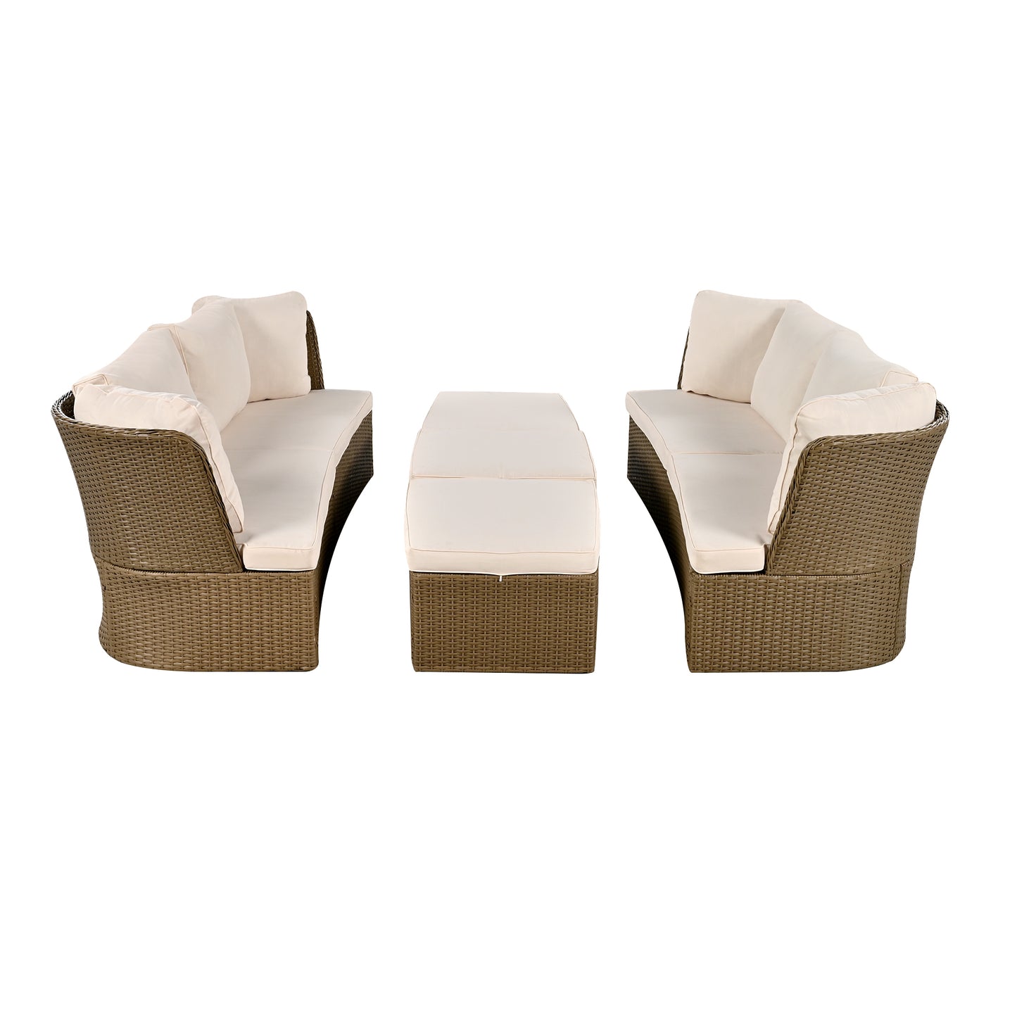 U_Style Customizable Outdoor Patio Furniture Set, Wicker Furniture Sofa Set with Thick Cushions, Suitable for Backyard, Porch.