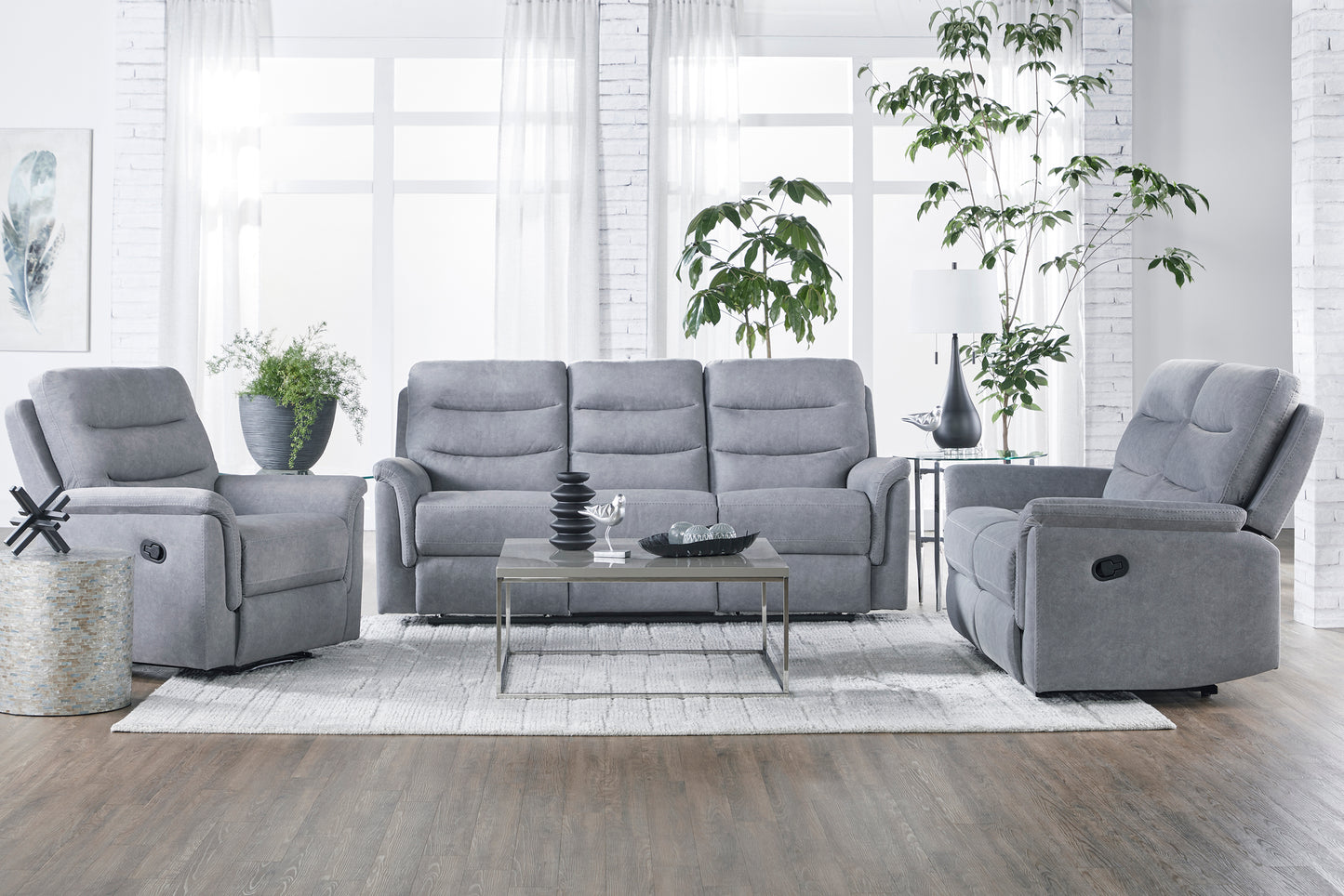 Society Sky Reclining Sofa and Reclining Loveseat