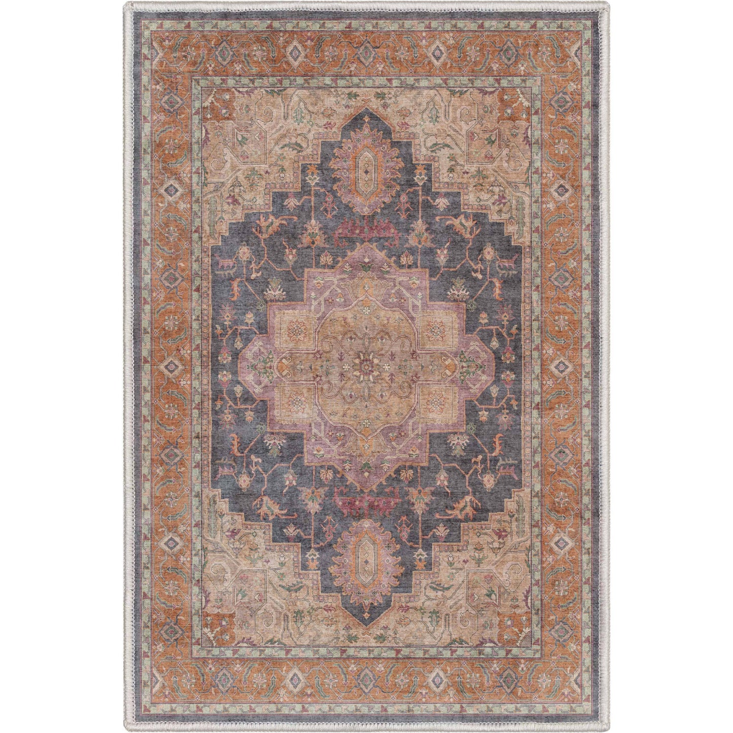 Paris Vintage Oriental Persian Flat-Weave Rug: Multi / Rectangular / 5'3" x 7'3"