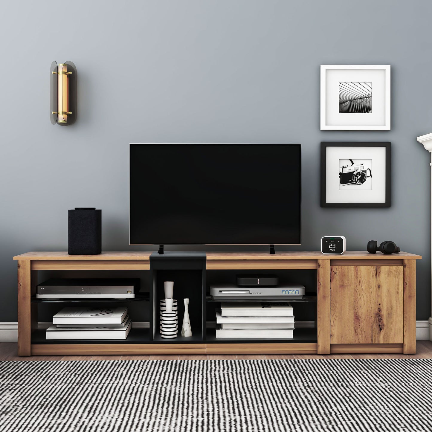ModernTV Stand for TVs up to 80'' , Media Console with Multi-Functional Storage, Entertainment Center with LED Light, TV cabinet for living room,Bedroom