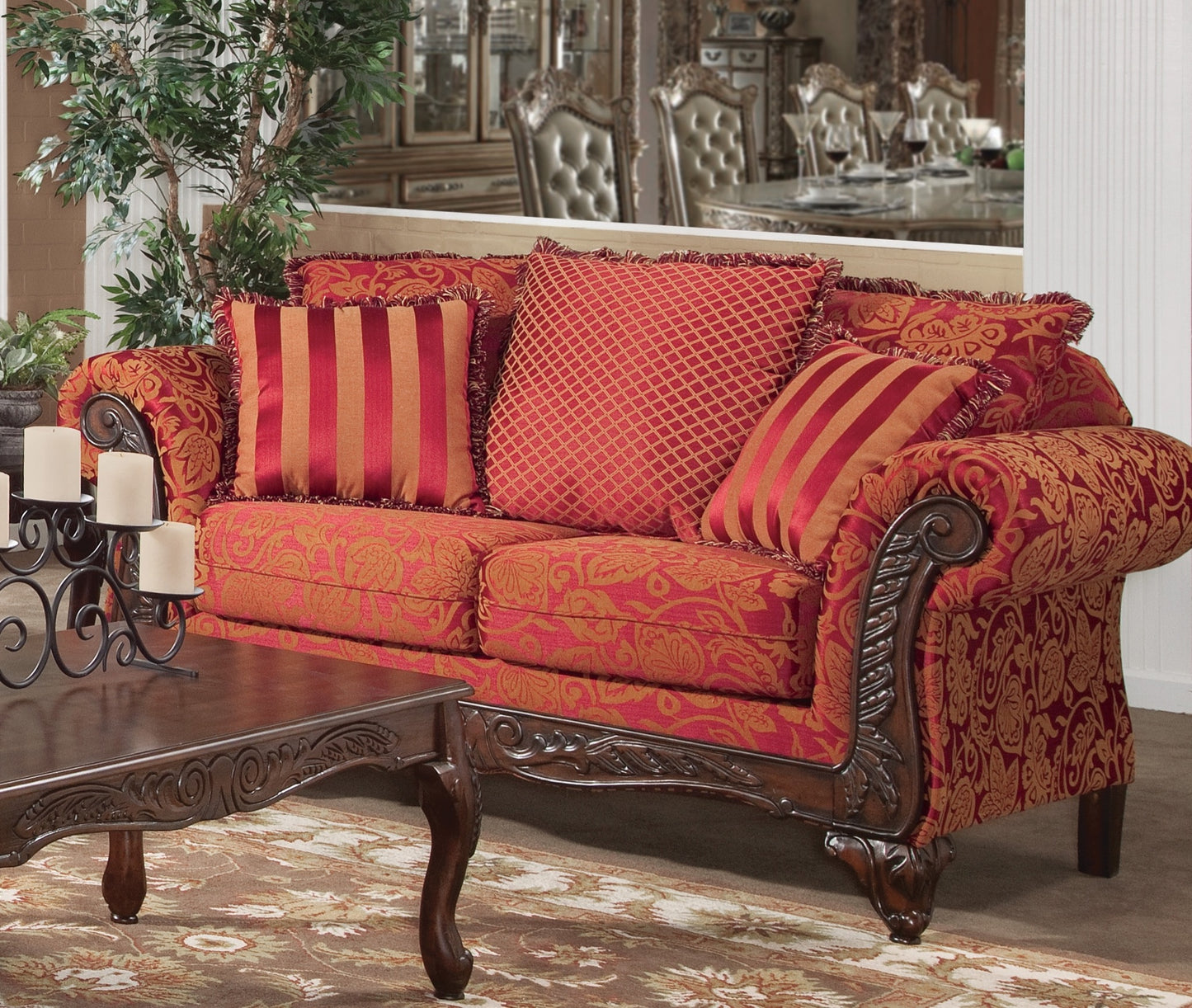 Closeout Momentum Magenta Sofa and Loveseat
