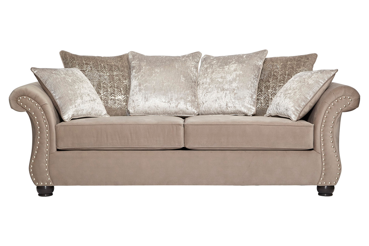 Cosmos Putty Glam And Silver Sofa and Loveseat