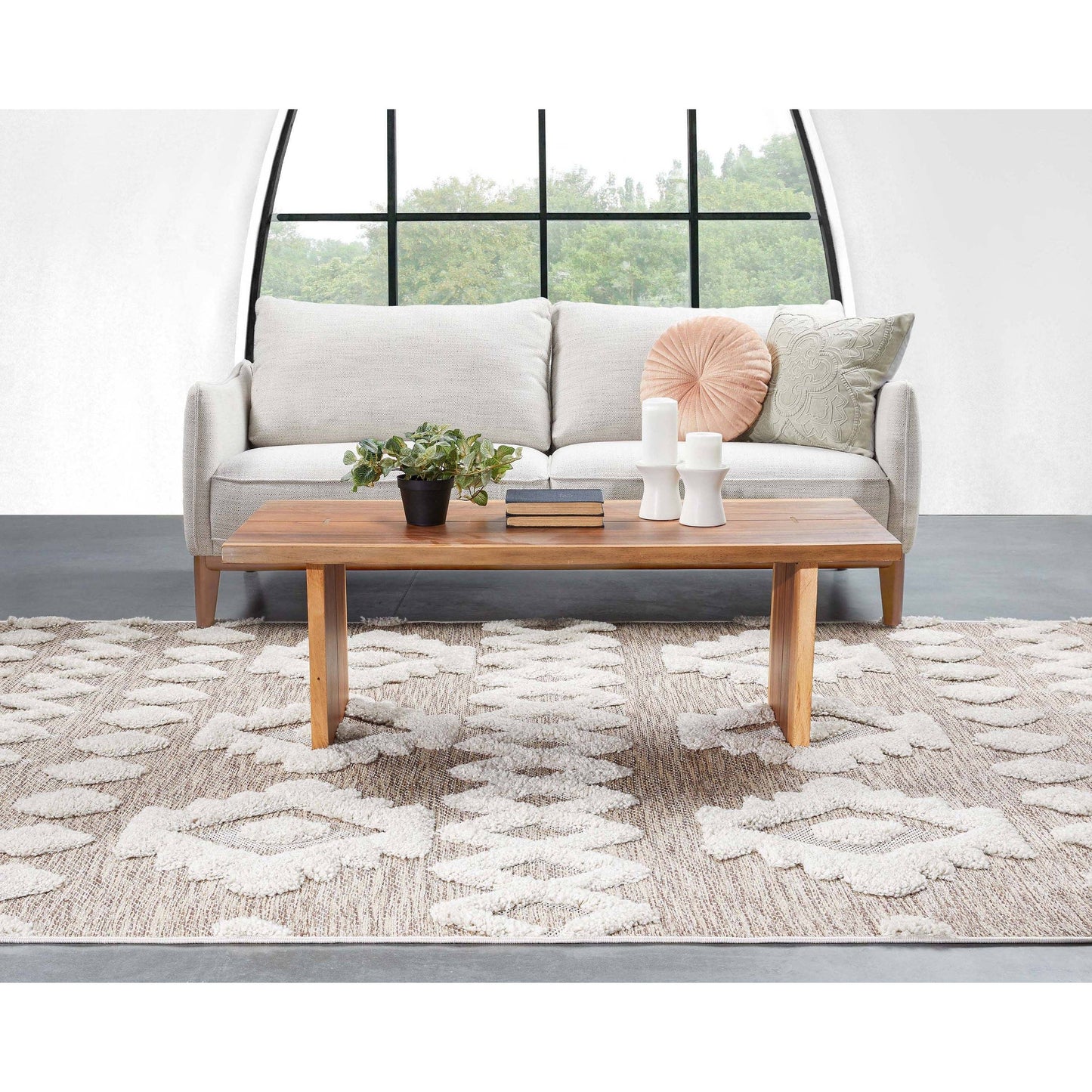 Chiara Tribal Moroccan Beige High-Low Flat-Weave Rug: 5'3" x 7'3"