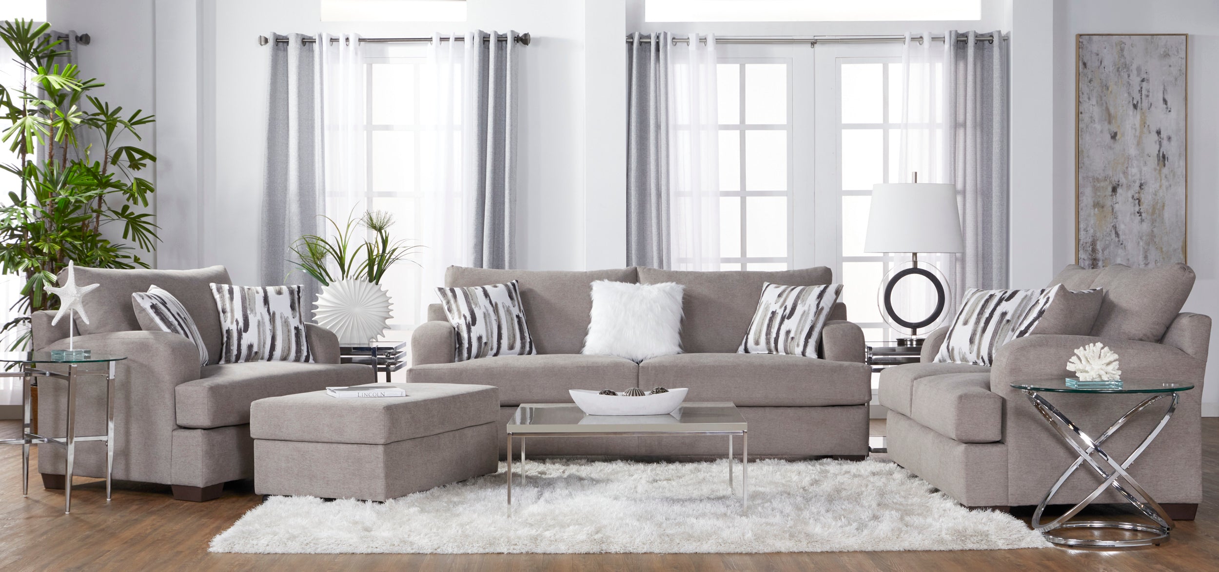Contemporary Cameo Truffle Brown Sofa and Loveseat