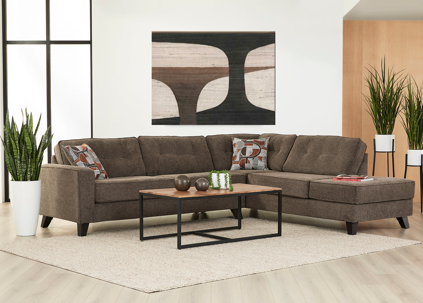 Contemporary Tufted Chaise Fairlane Hazel Sectional