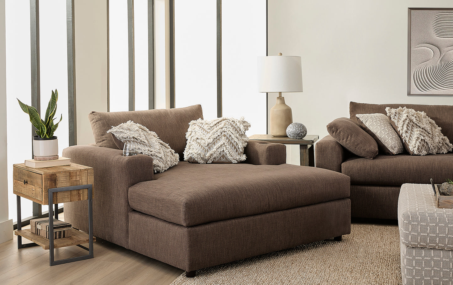 Lilou Espresso Brown Cuddle Sofa and Loveseat