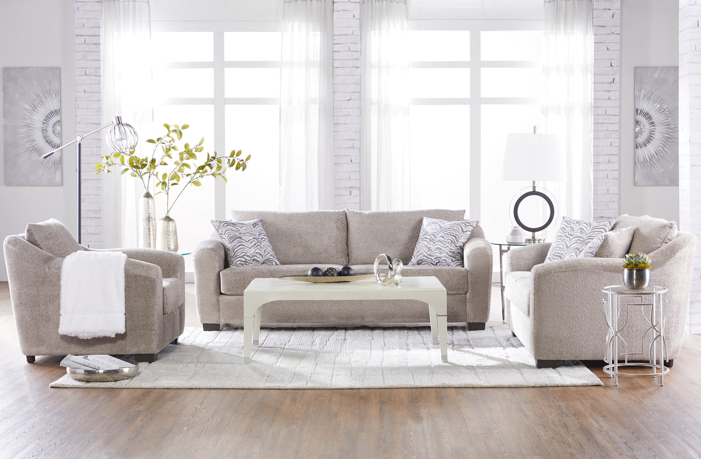 Compton Mushroom Sofa and Loveseat