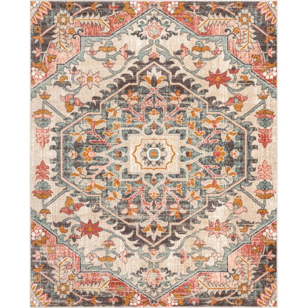 Gwendolyn Blush Bohemian Oriental Medallion Rug: 5'3" x 7'3"