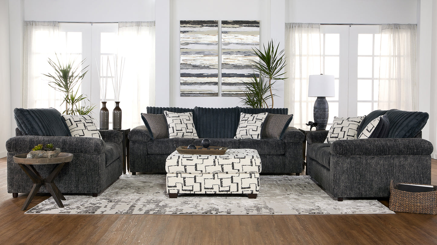 Galactic Charcoal Soft Gray Sofa and Loveseat