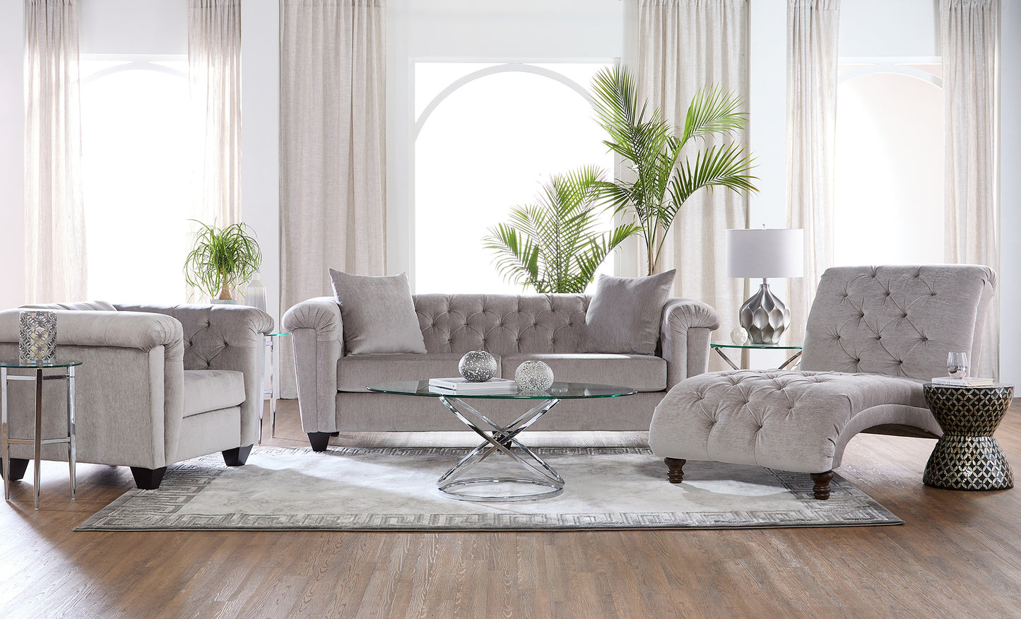 Lush Silver Sofa and Loveseat
