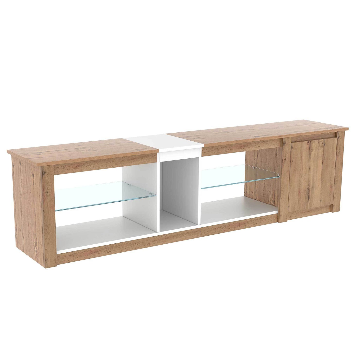 ModernTV Stand for TVs up to 80'' , Media Console with Multi-Functional Storage, Entertainment Center with LED Light, TV cabinet for living room,Bedroom