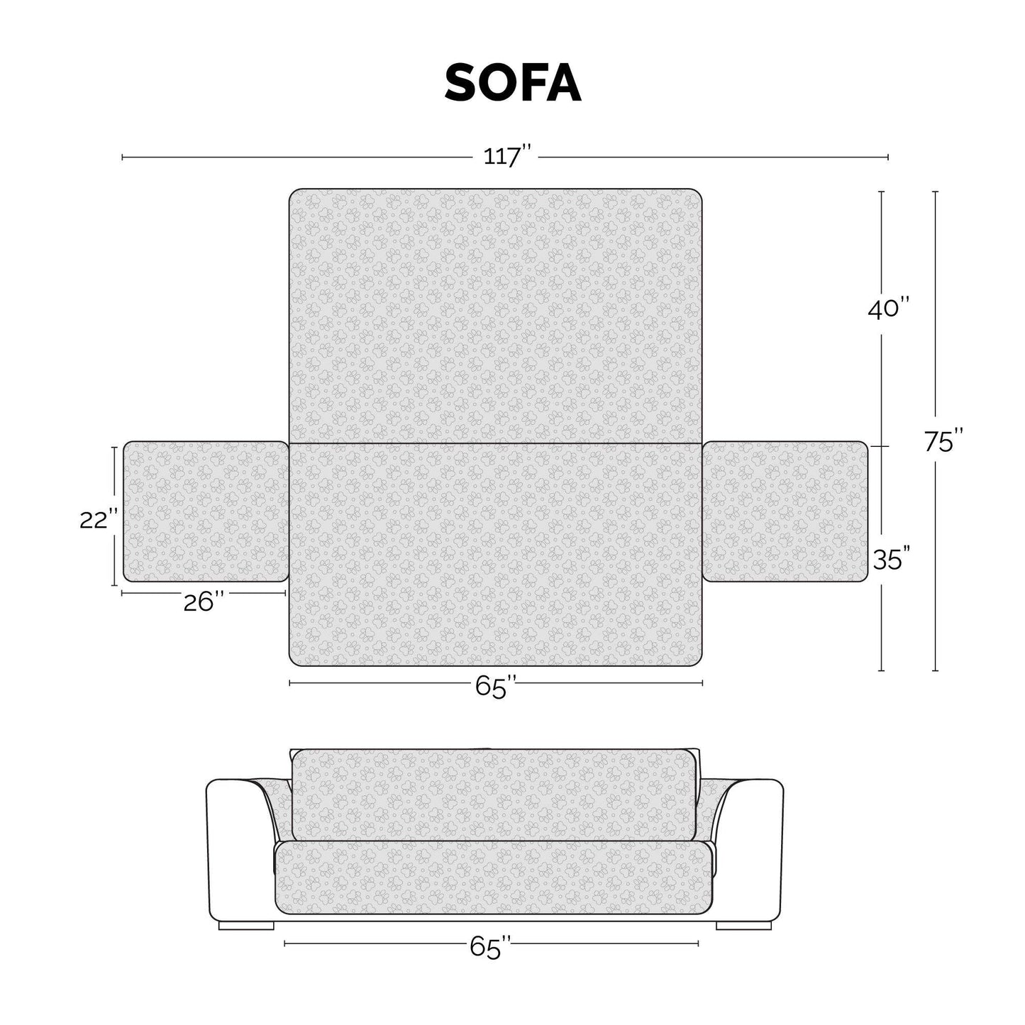 Non-Skid Back Waterproof Furniture Protector: Sofa / Gray