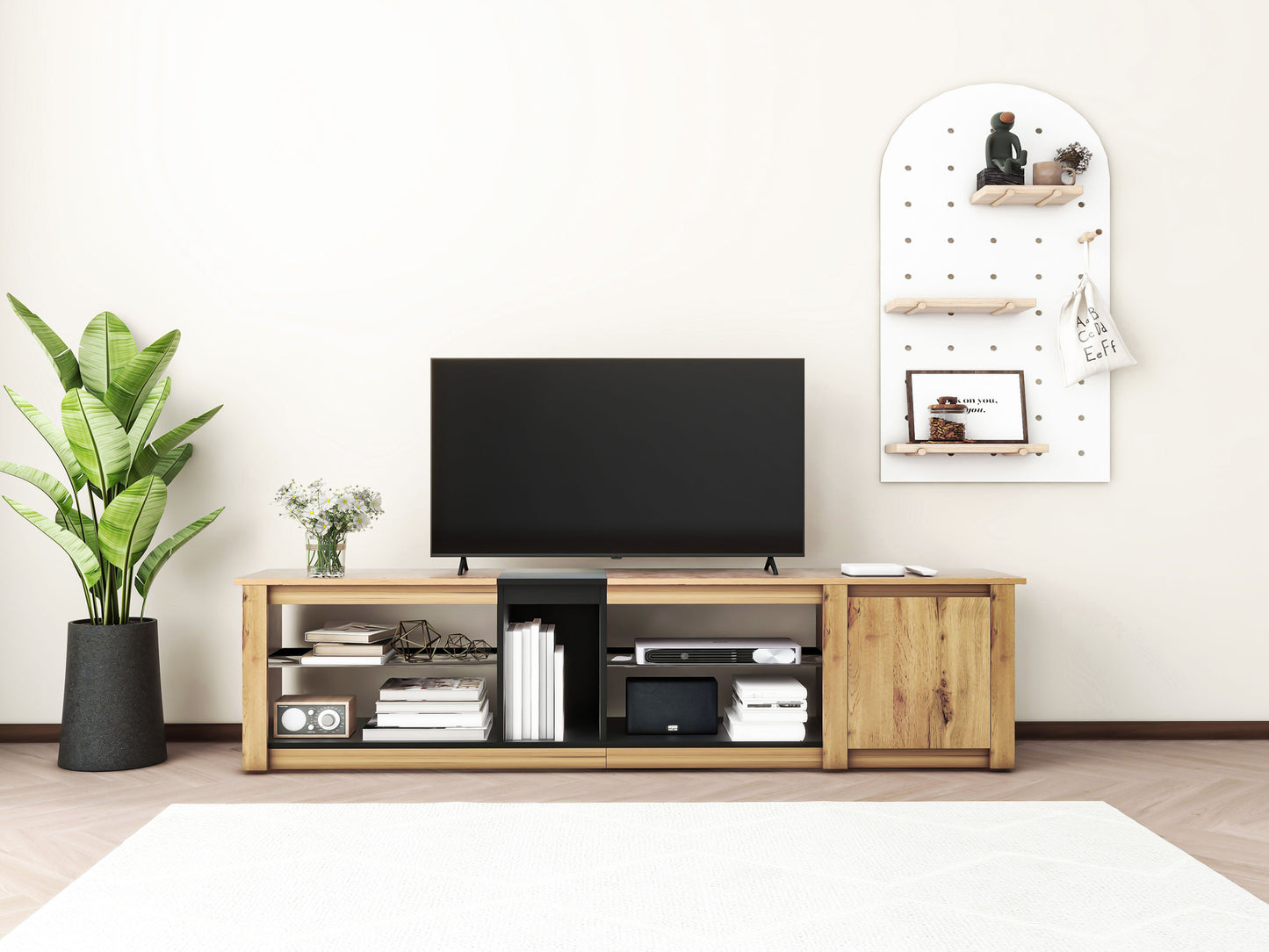 ModernTV Stand for TVs up to 80'' , Media Console with Multi-Functional Storage, Entertainment Center with LED Light, TV cabinet for living room,Bedroom