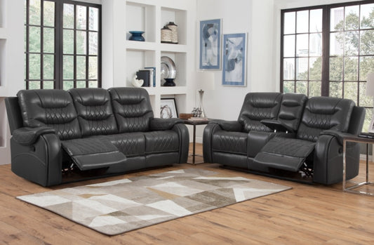 Charcoal Reclining & Gliding Sofa and Loveseat