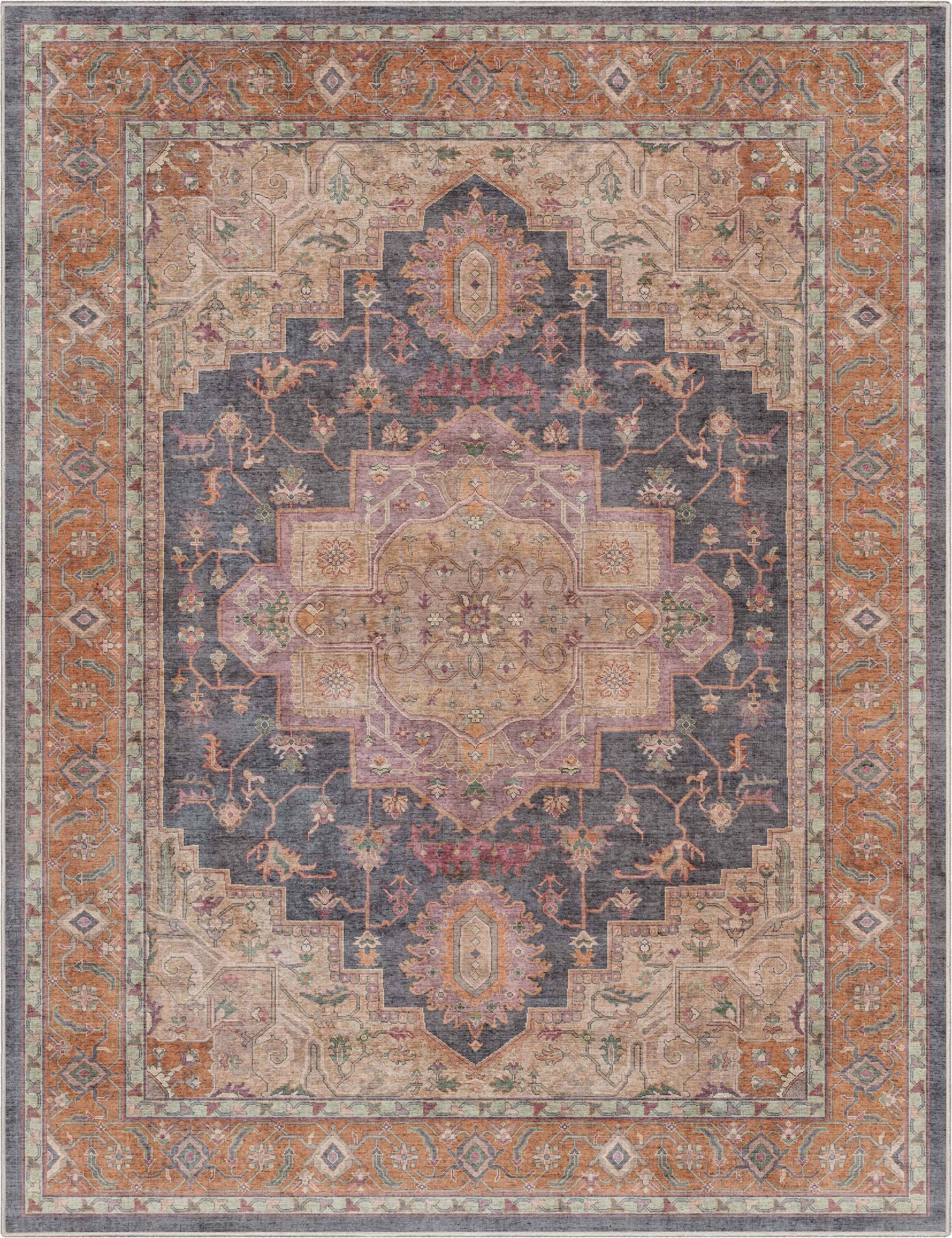 Paris Vintage Oriental Persian Flat-Weave Rug: Multi / Rectangular / 5'3" x 7'3"