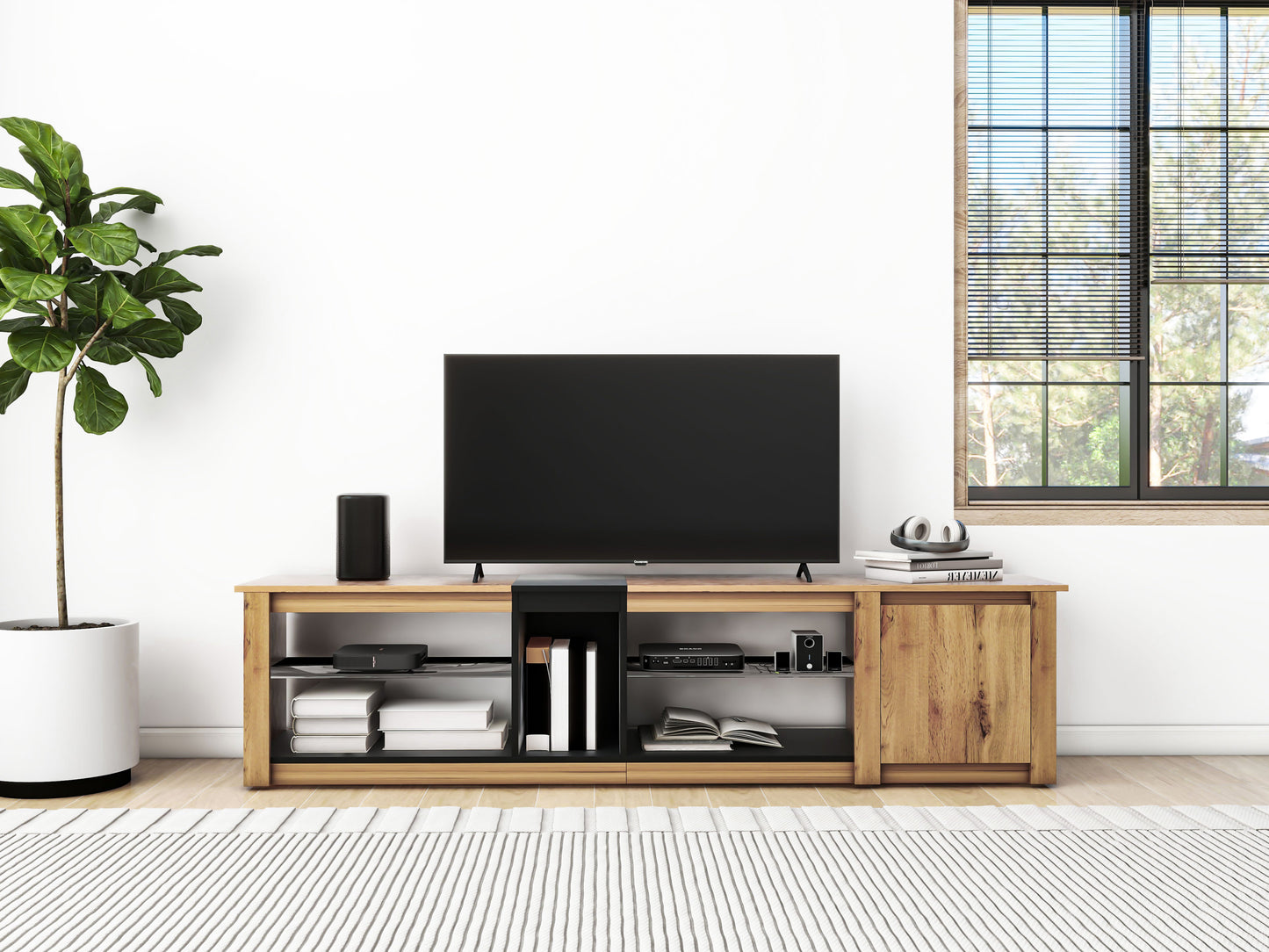 ModernTV Stand for TVs up to 80'' , Media Console with Multi-Functional Storage, Entertainment Center with LED Light, TV cabinet for living room,Bedroom