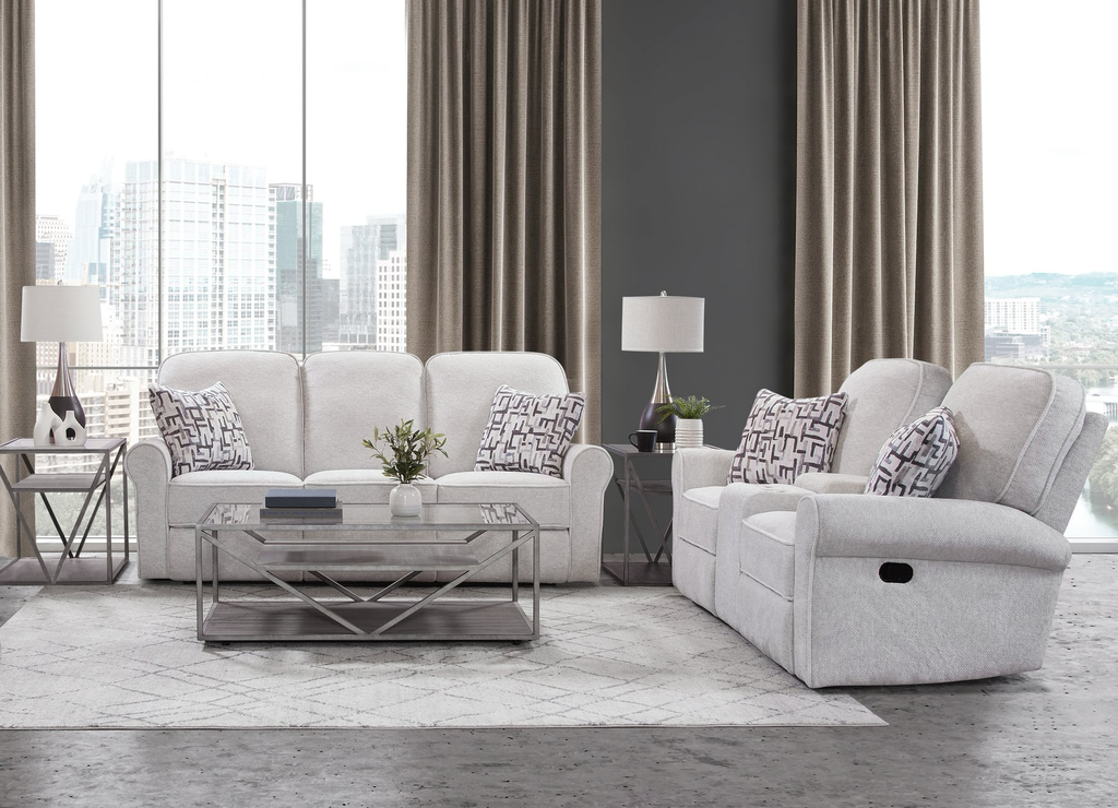 Alpaca Coconut White Reclining Sofa and Loveseat
