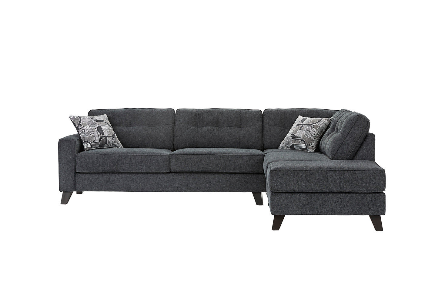 Contemporary Tufted Chaise Fairlane Slate Sectional