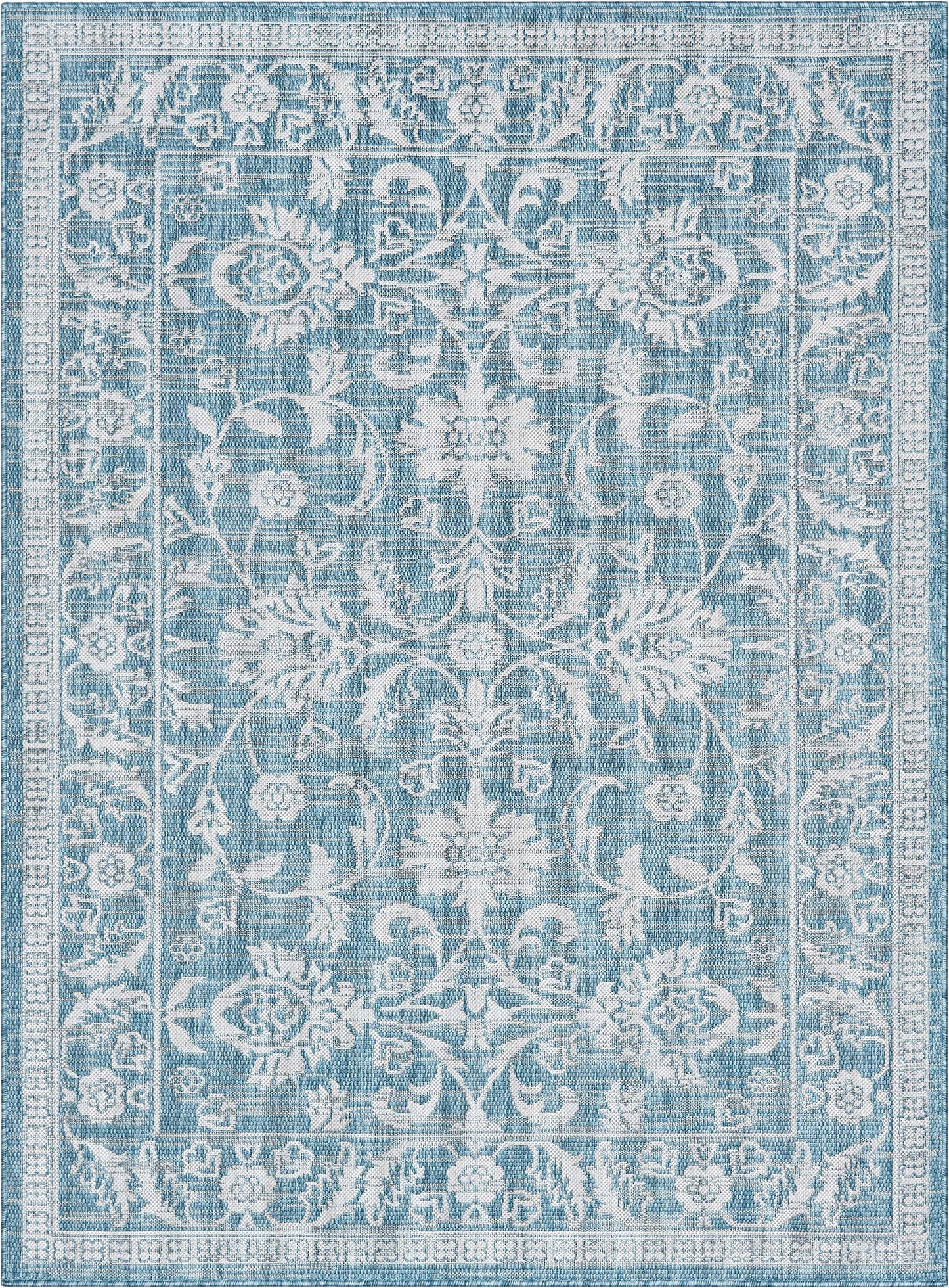 Delphi Oriental Persian Indoor/Outdoor Blue Flat-Weave Rug: 5'3" x 7'3"
