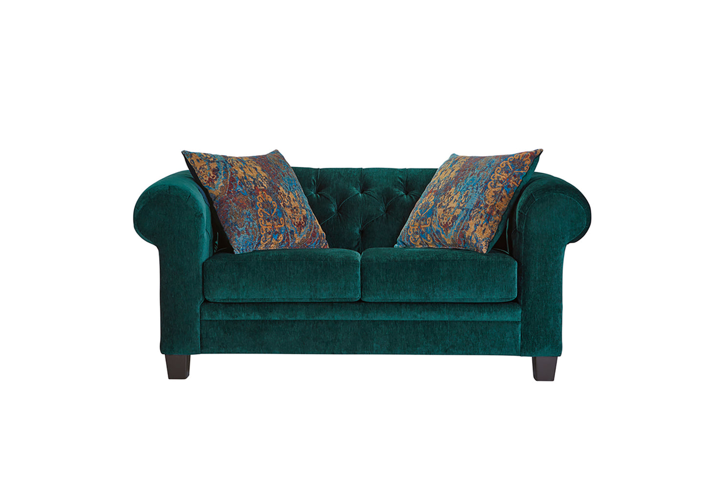 Lush Peacock Tufted Sofa and Loveseat