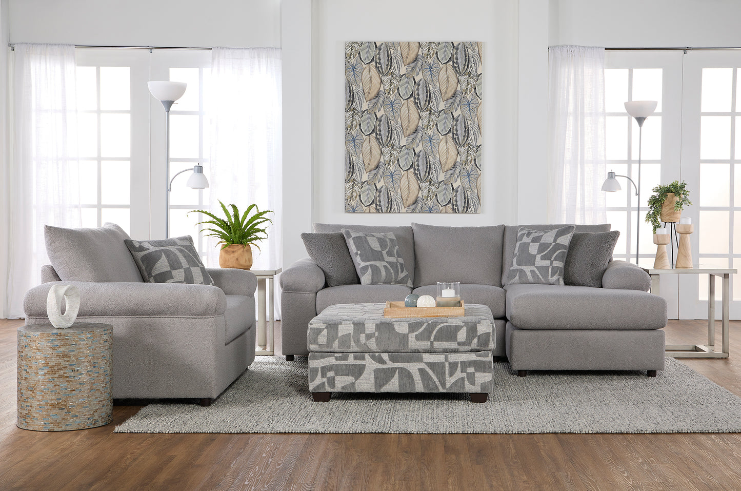 Cush Nickel Space Saver Chaise Sectional