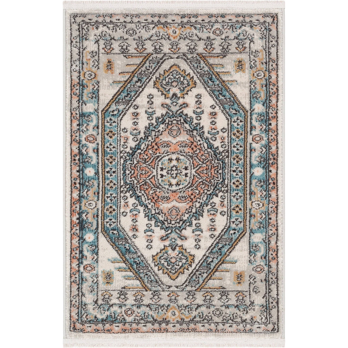 Jane Vintage Bohemian Aztec Tribal Blue Rug: 5'3" x 7'3"