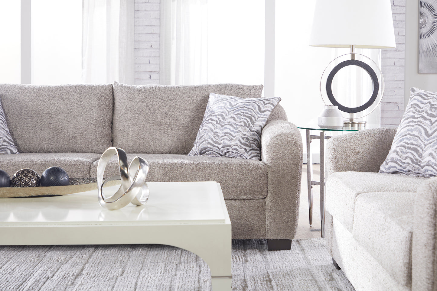 Compton Mushroom Sofa and Loveseat