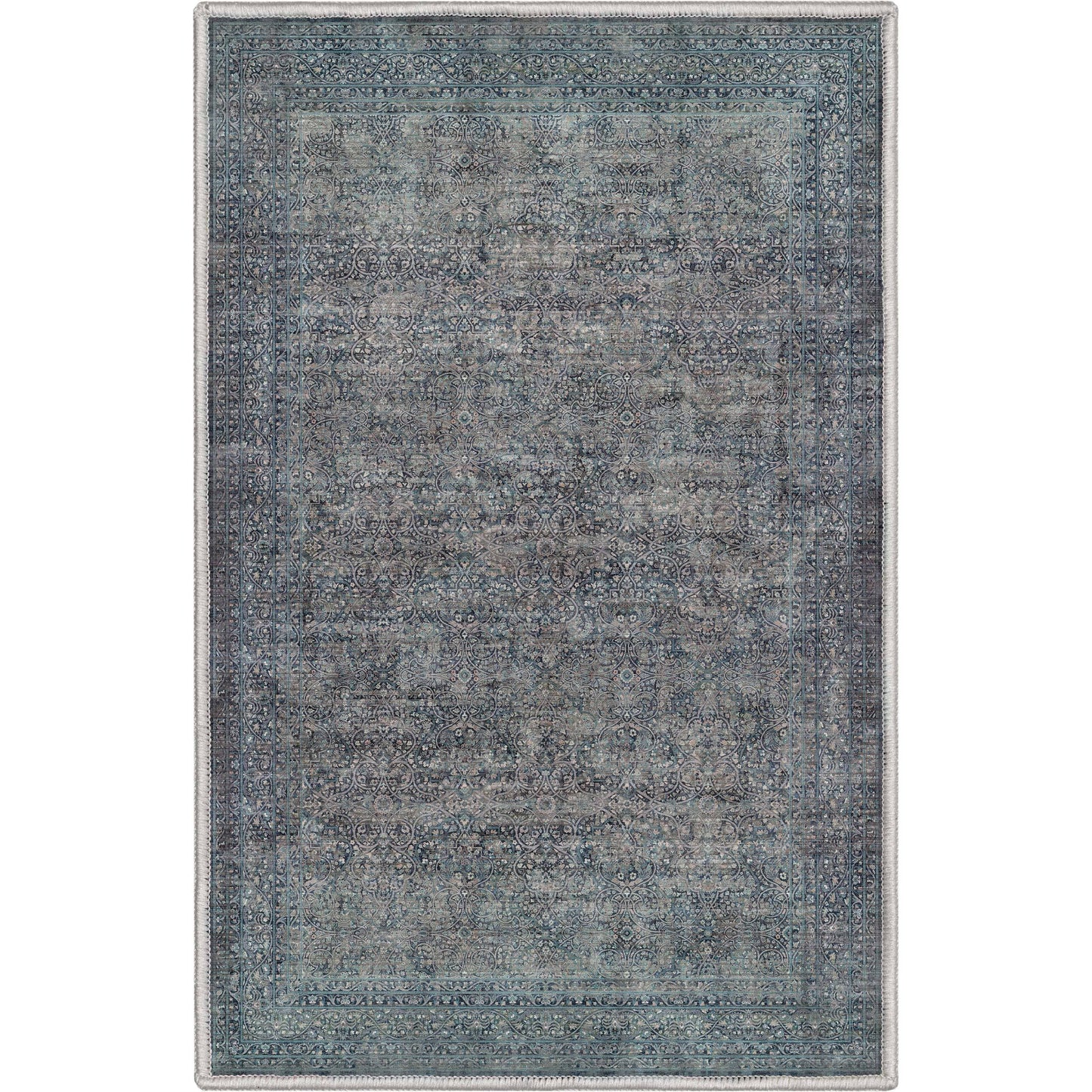 Juliette Vintage Persian Oriental Blue Flat-Weave Rug: 6' x 9'