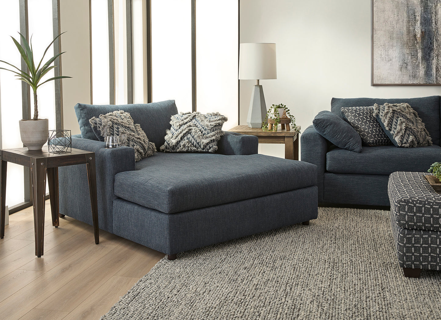 Lilou Denim Charcoal Sofa and Loveseat