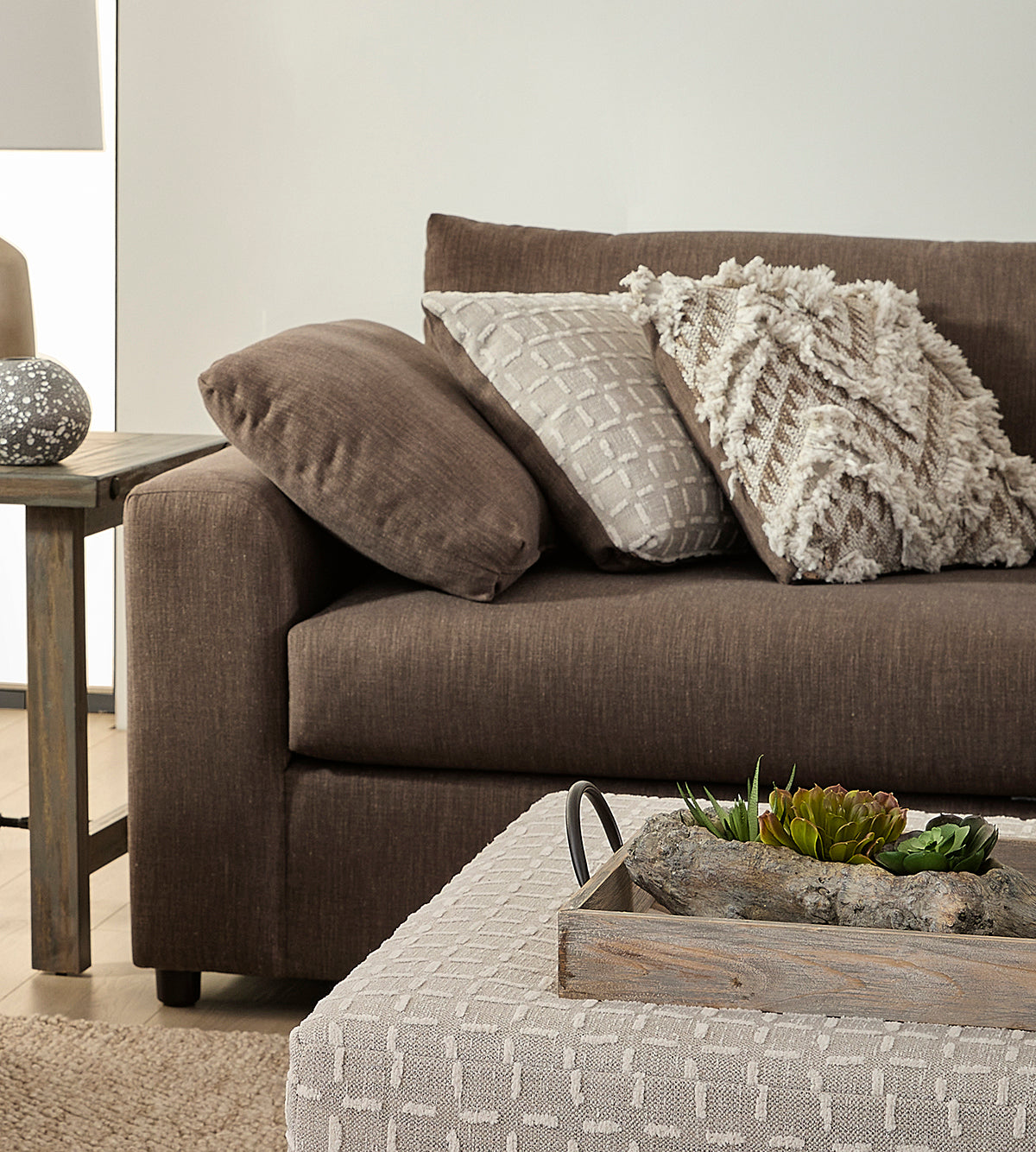 Lilou Espresso Brown Cuddle Sofa and Loveseat