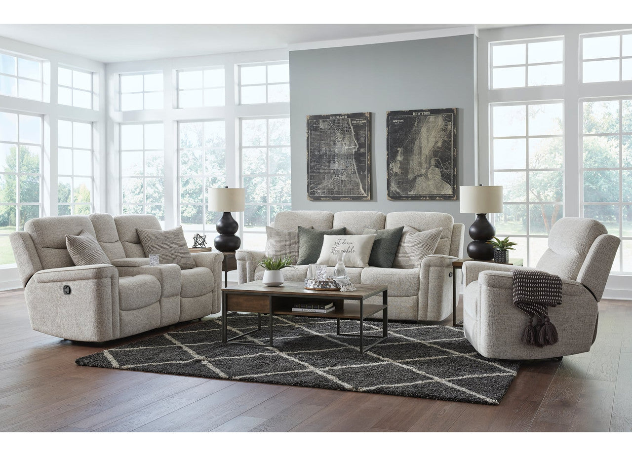 Stay Awhile Alabaster Reclining Sofa and Loveseat