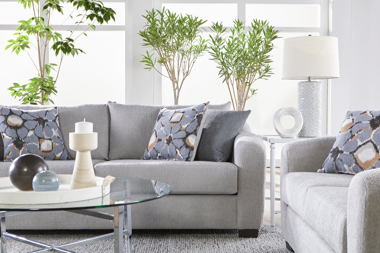 Merino Fog Sofa and Loveseat