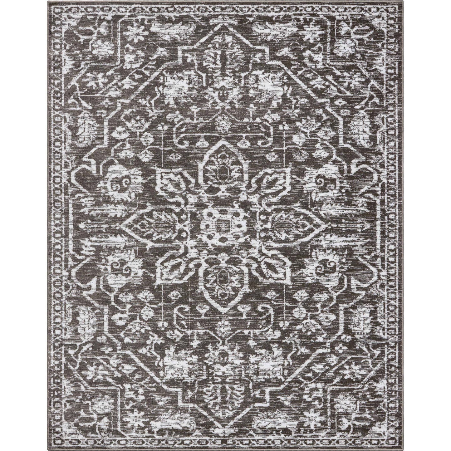 Disa Vintage Medallion Grey Soft Rug By Chill Rugs: 5'3" x 7'3"