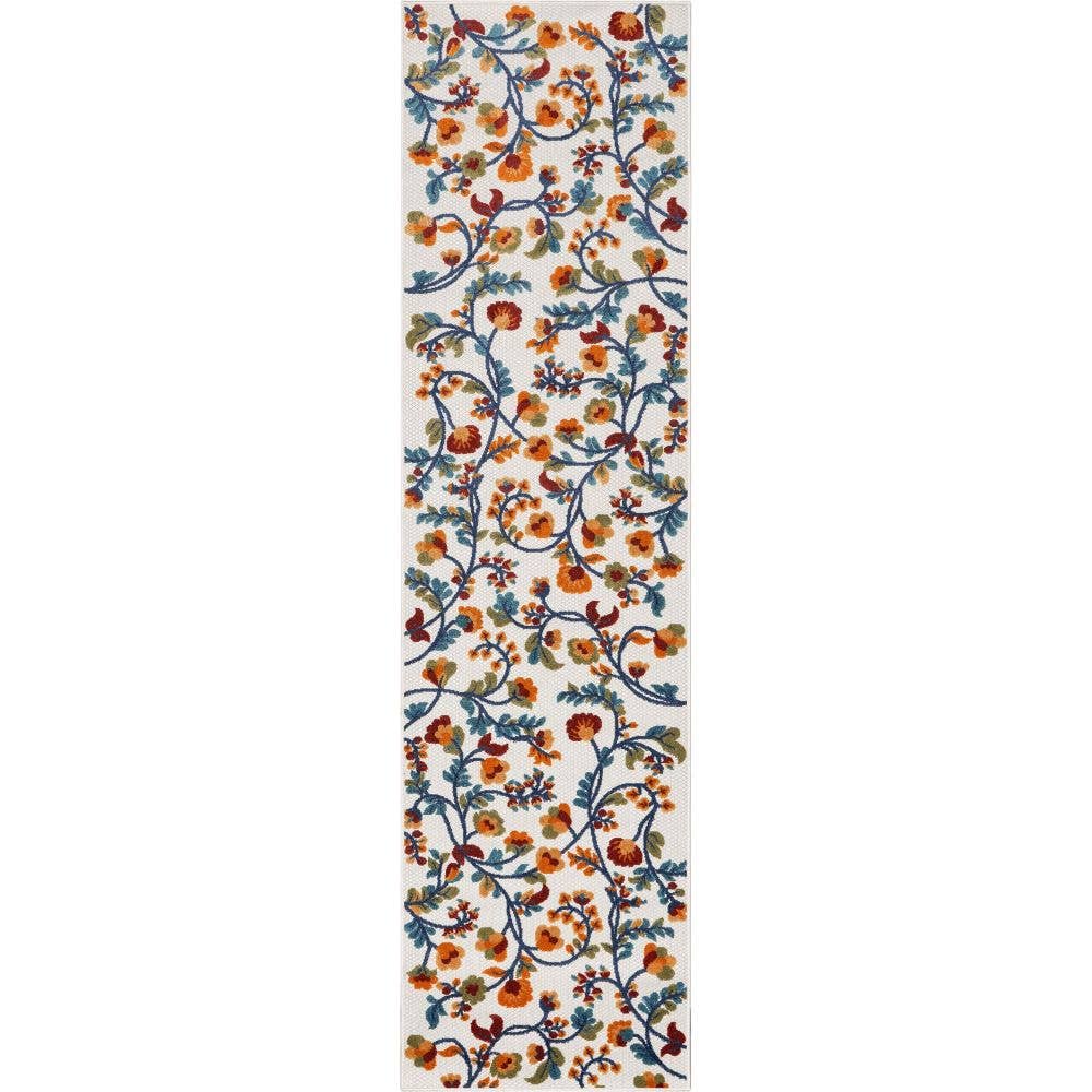 Neveh Beige Modern Floral Indoor Outdoor Rug: 5'3" x 7'3"