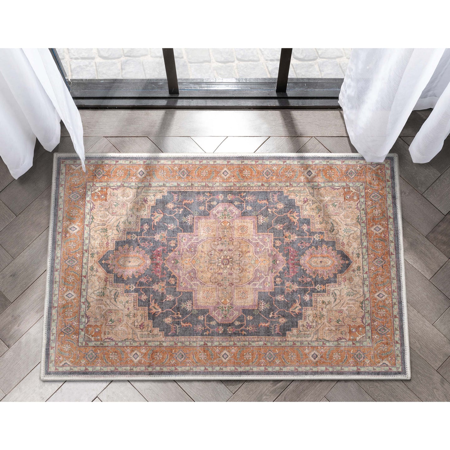 Paris Vintage Oriental Persian Flat-Weave Rug: Multi / Rectangular / 5'3" x 7'3"