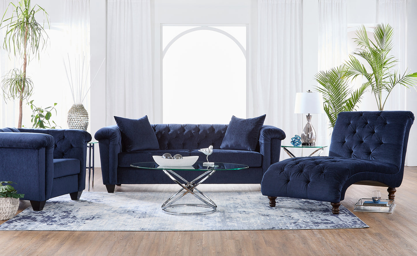 Lush Navy Sofa and Loveseat