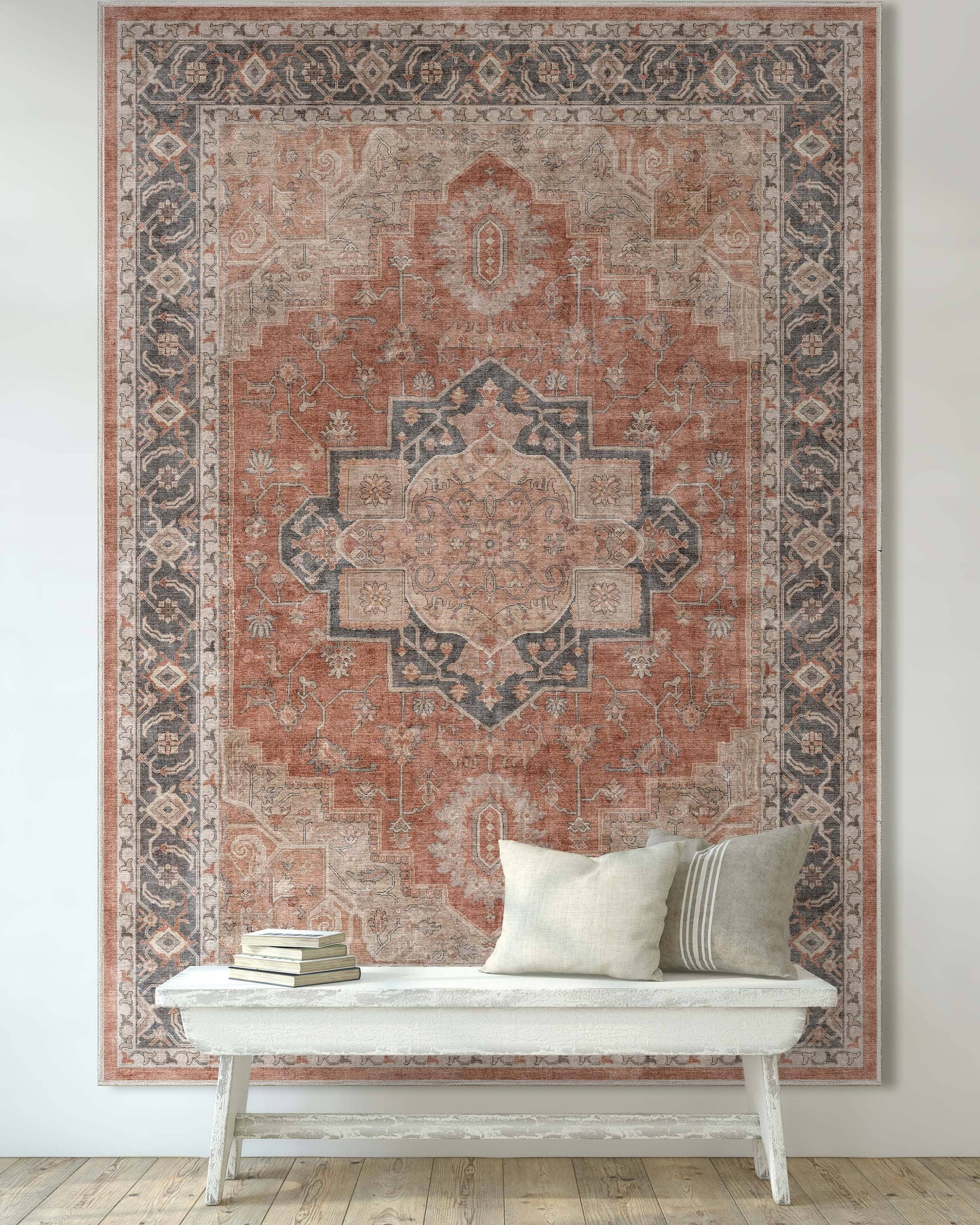 Paris Vintage Oriental Persian Flat-Weave Rug: Multi / Rectangular / 5'3" x 7'3"